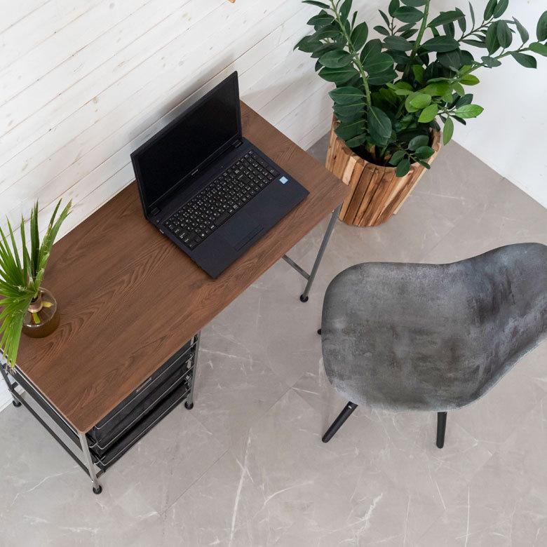 デスク 机 スチール 引き出し付き W 100 × D 45 木目 ブラック ワークデスク ファブリック コンパクト 省スペース 奥行き浅め 91501 | ブランド登録なし | 14