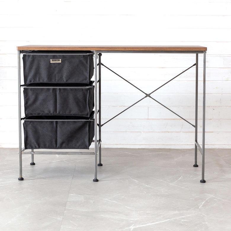 デスク 机 スチール 引き出し付き W 100 × D 45 木目 ブラック ワークデスク ファブリック コンパクト 省スペース 奥行き浅め 91501 | ブランド登録なし | 15