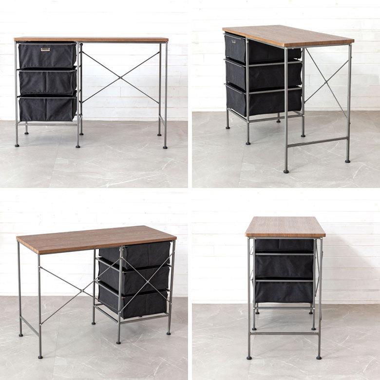 デスク 机 スチール 引き出し付き W 100 × D 45 木目 ブラック ワークデスク ファブリック コンパクト 省スペース 奥行き浅め 91501 | ブランド登録なし | 17