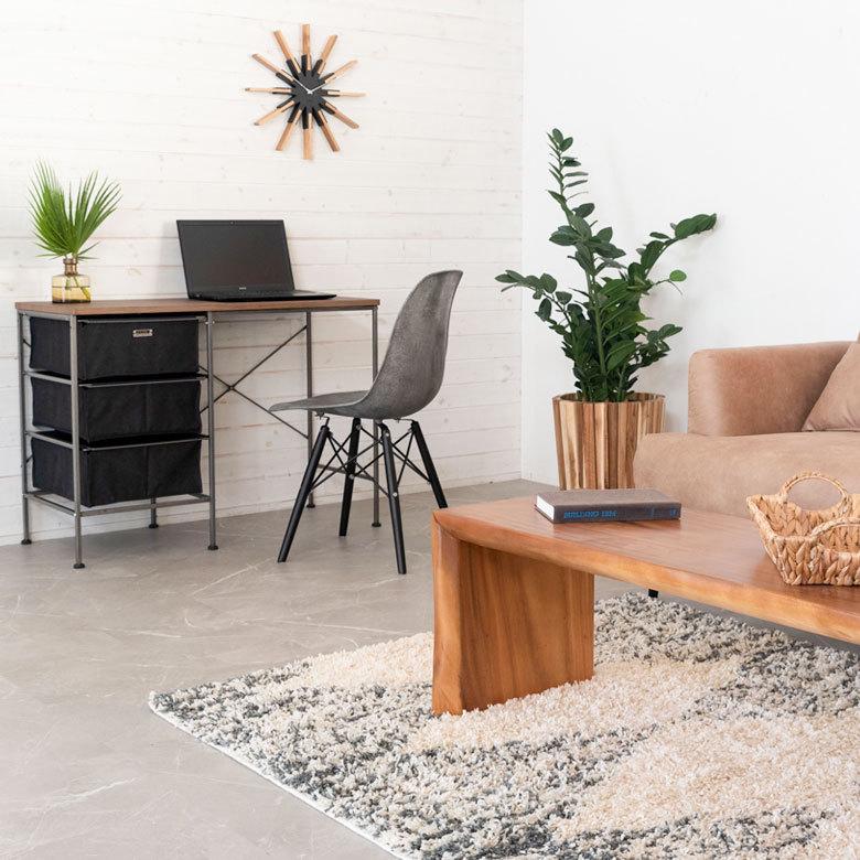 デスク 机 スチール 引き出し付き W 100 × D 45 木目 ブラック ワークデスク ファブリック コンパクト 省スペース 奥行き浅め 91501 | ブランド登録なし | 03