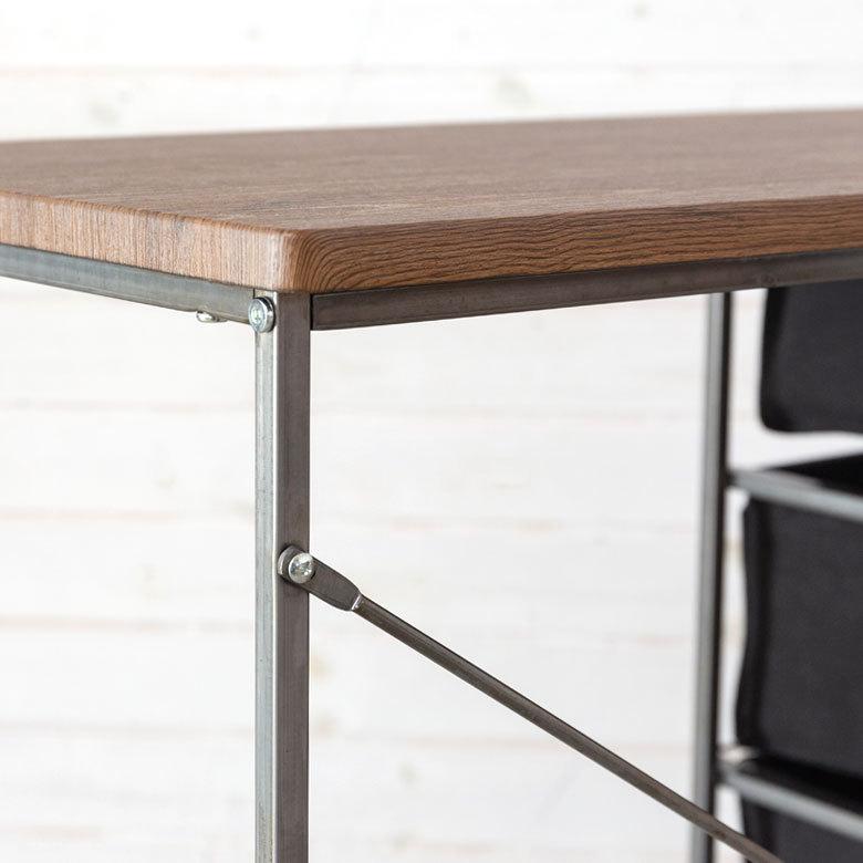 デスク 机 スチール 引き出し付き W 100 × D 45 木目 ブラック ワークデスク ファブリック コンパクト 省スペース 奥行き浅め 91501 | ブランド登録なし | 06