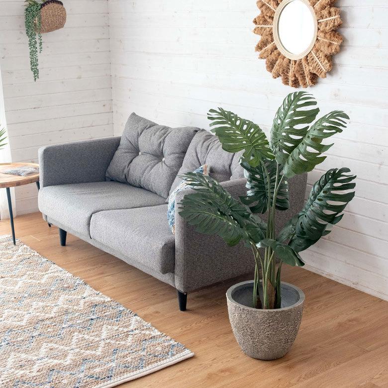 フェイクグリーン モンステラ 高さ約100 cm  鉢付き 観葉植物 インテリアグリーン ポット付き ボタニカル インテリア カフェ 91504 | ブランド登録なし | 13