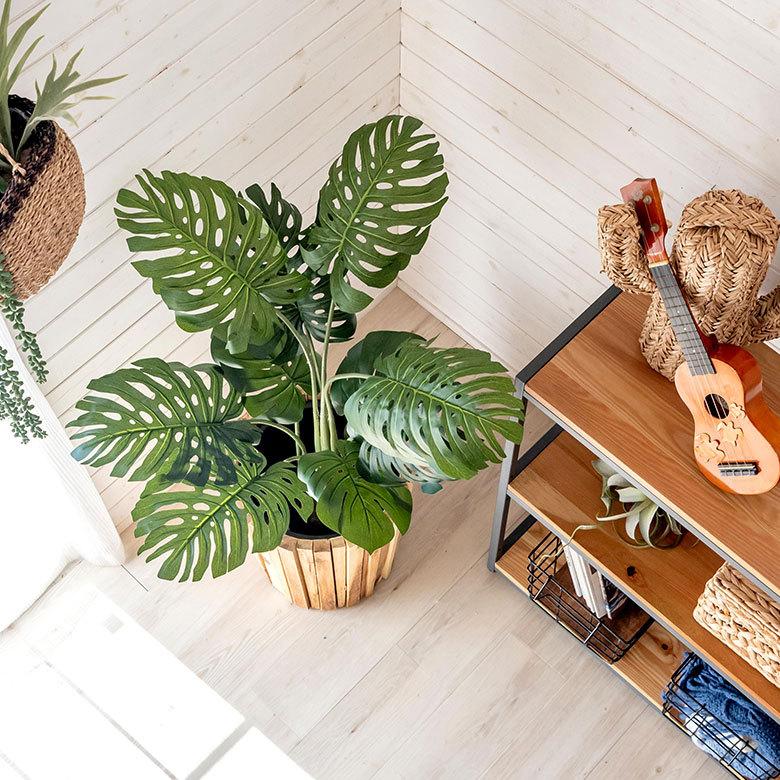 フェイクグリーン モンステラ 高さ約100 cm  鉢付き 観葉植物 インテリアグリーン ポット付き ボタニカル インテリア カフェ 91504 | ブランド登録なし | 15