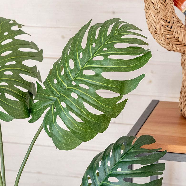 フェイクグリーン モンステラ 高さ約100 cm  鉢付き 観葉植物 インテリアグリーン ポット付き ボタニカル インテリア カフェ 91504 | ブランド登録なし | 02