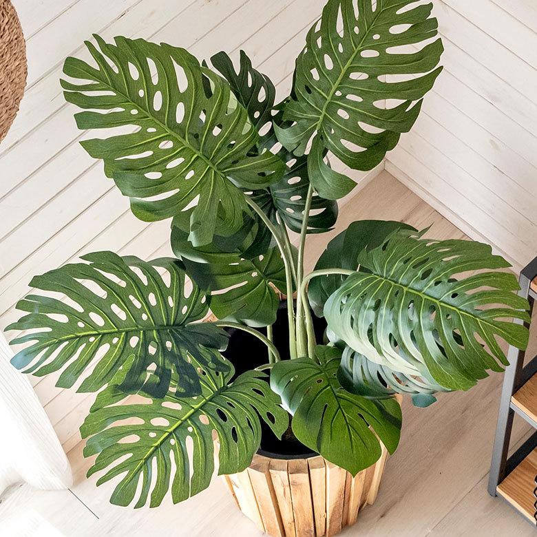フェイクグリーン モンステラ 高さ約100 cm  鉢付き 観葉植物 インテリアグリーン ポット付き ボタニカル インテリア カフェ 91504 | ブランド登録なし | 04