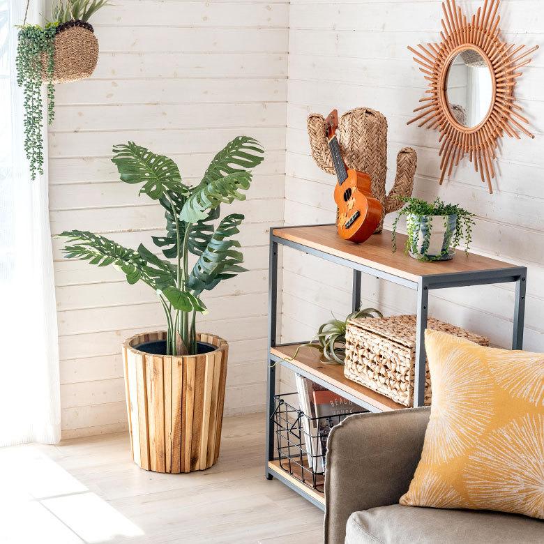 フェイクグリーン モンステラ 高さ約100 cm  鉢付き 観葉植物 インテリアグリーン ポット付き ボタニカル インテリア カフェ 91504 | ブランド登録なし | 05