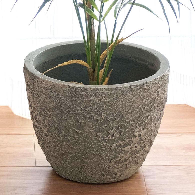 ダークグレー石風プランター大小セット プランター ストーン風 直径約25cm 高さ約20cm グレー 酸化