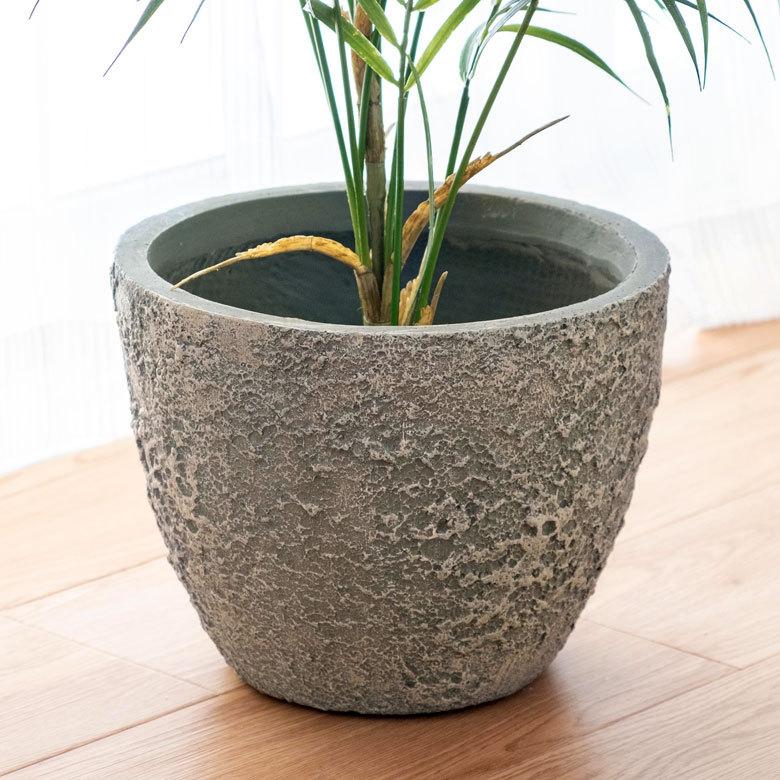 Q*A様 グレー セメント製 ストライプ植木鉢 観葉植物 植木鉢 ファイバークレイ ストライプ 角型 40×36 ブラック