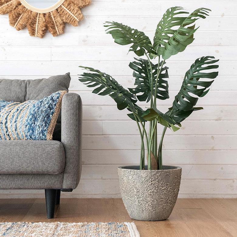 プランター ストーン風 直径約31cm 高さ約25cm グレー 酸化マグネシウム 鉢 植木鉢 底穴付き 8号 9号 北欧 おしゃれ スタイリッシュ 91506 | ブランド登録なし | 15