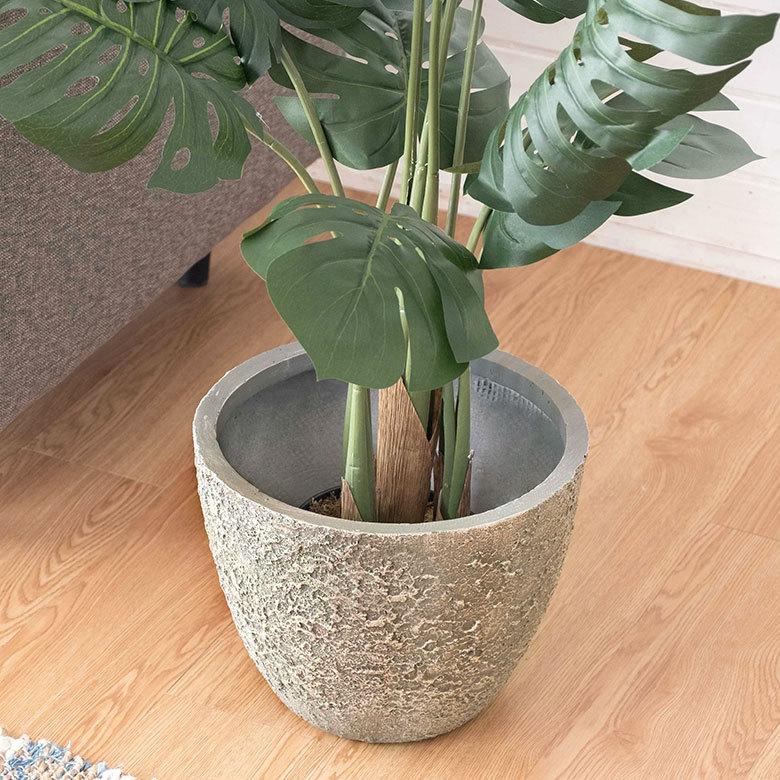 プランター ストーン風 直径約31cm 高さ約25cm グレー 酸化マグネシウム 鉢 植木鉢 底穴付き 8号 9号 北欧 おしゃれ スタイリッシュ 91506 | ブランド登録なし | 18