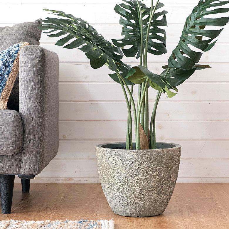 プランター ストーン風 直径約31cm 高さ約25cm グレー 酸化マグネシウム 鉢 植木鉢 底穴付き 8号 9号 北欧 おしゃれ スタイリッシュ 91506 | ブランド登録なし | 04