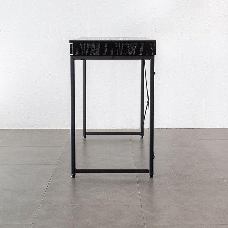 デスク パソコンデスク スチール 木製 W 100 × D 45 × H 73 cm ブラック ナチュラル 引出し付き モノトーン リモートワーク 91507 | ブランド登録なし | 13