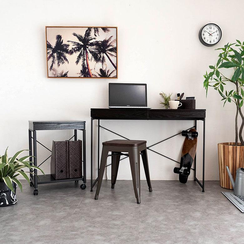 デスク パソコンデスク スチール 木製 W 100 × D 45 × H 73 cm ブラック ナチュラル 引出し付き モノトーン リモートワーク 91507 | ブランド登録なし | 14