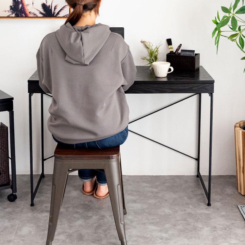 デスク パソコンデスク スチール 木製 W 100 × D 45 × H 73 cm ブラック ナチュラル 引出し付き モノトーン リモートワーク 91507 | ブランド登録なし | 04