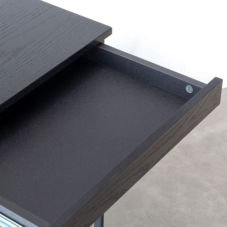 デスク パソコンデスク スチール 木製 W 100 × D 45 × H 73 cm ブラック ナチュラル 引出し付き モノトーン リモートワーク 91507 | ブランド登録なし | 07