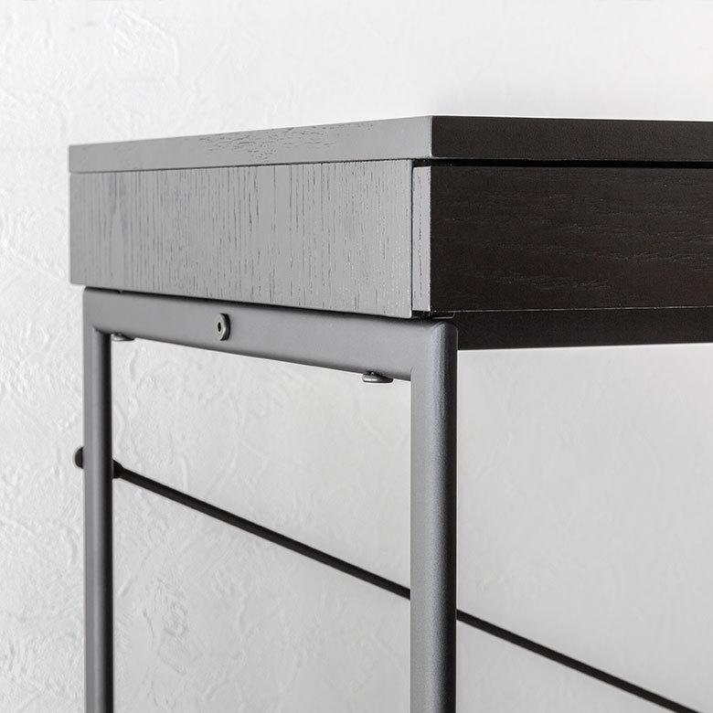 デスク パソコンデスク スチール 木製 W 100 × D 45 × H 73 cm ブラック ナチュラル 引出し付き モノトーン リモートワーク 91507 | ブランド登録なし | 09