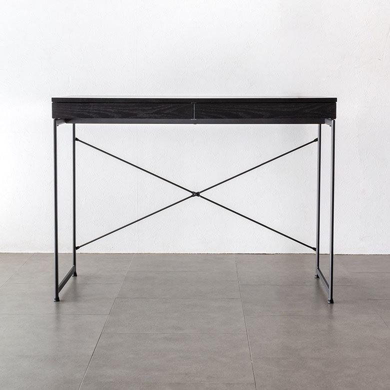 デスク パソコンデスク スチール 木製 W 100 × D 45 × H 73 cm ブラック ナチュラル 引出し付き モノトーン リモートワーク 91507 | ブランド登録なし | 11