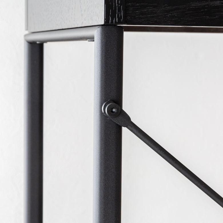 デスク パソコンデスク スチール 木製 W 45 × D 34 × H 61.5 cm  ブラック ナチュラル 引出し付き モノトーン リモートワーク 91508 | ブランド登録なし | 18