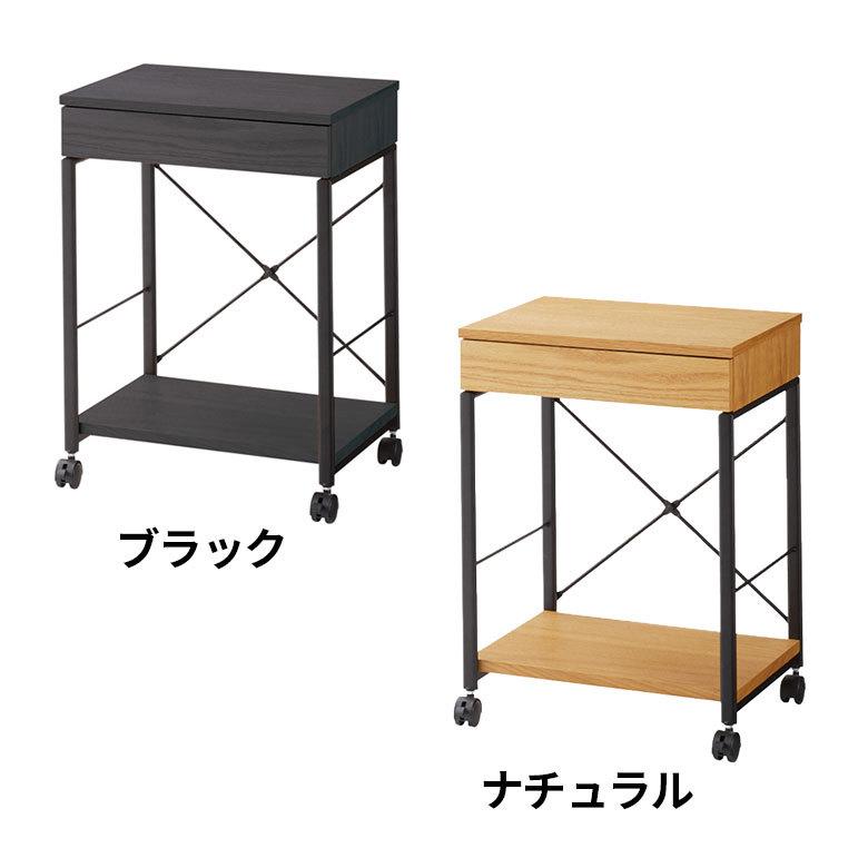 デスク パソコンデスク スチール 木製 W 45 × D 34 × H 61.5 cm  ブラック ナチュラル 引出し付き モノトーン リモートワーク 91508 | ブランド登録なし | 05