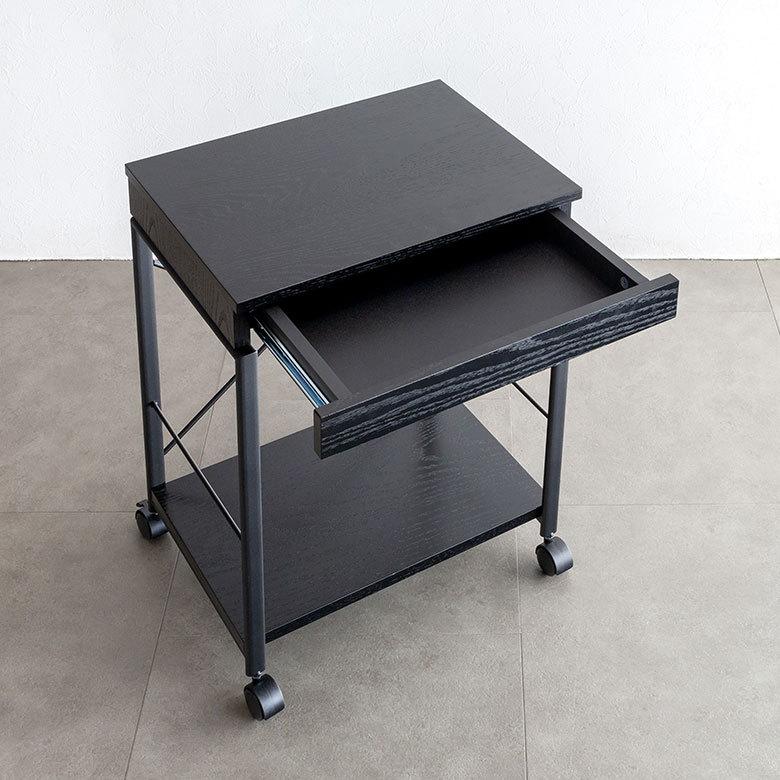 デスク パソコンデスク スチール 木製 W 45 × D 34 × H 61.5 cm  ブラック ナチュラル 引出し付き モノトーン リモートワーク 91508 | ブランド登録なし | 08