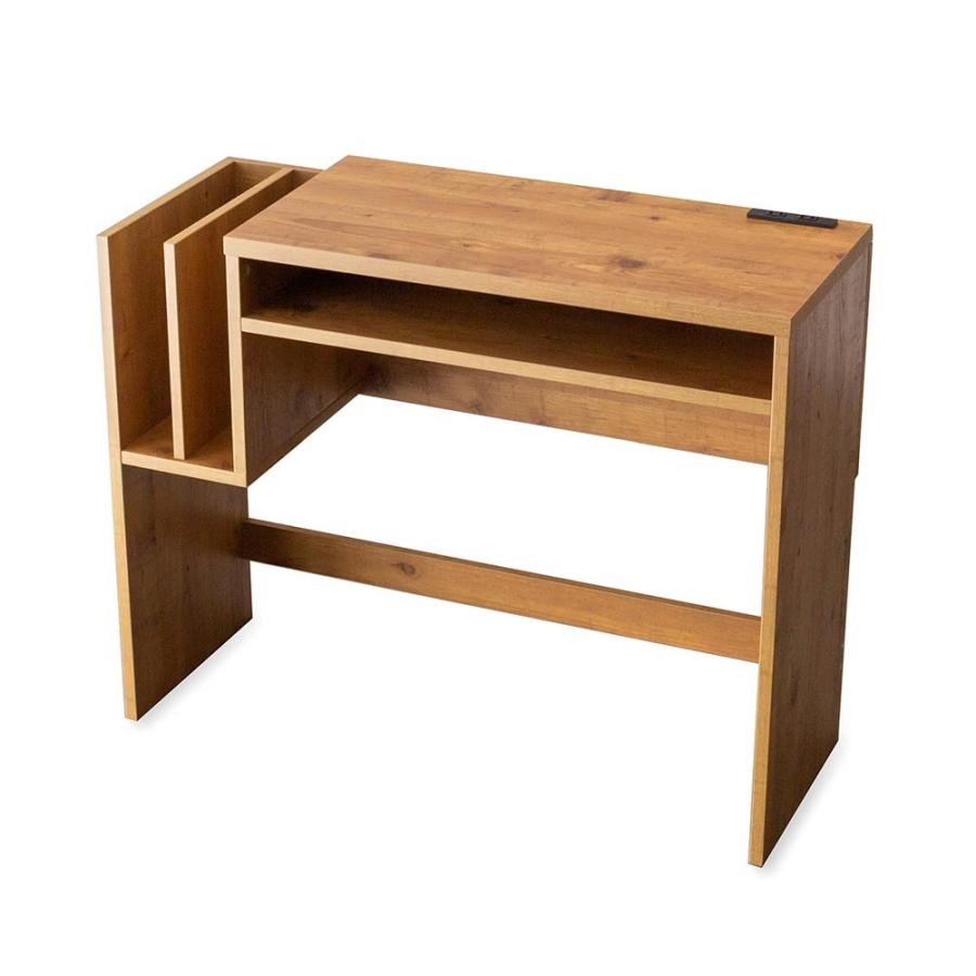 デスク 木製 W約90cm コンセント付き ブラウン パソコンデスク 机 PC スリム ウッド 収納 おしゃれ シンプル ナチュラル 在宅勤務 リモートワーク 91509 | ブランド登録なし | 20