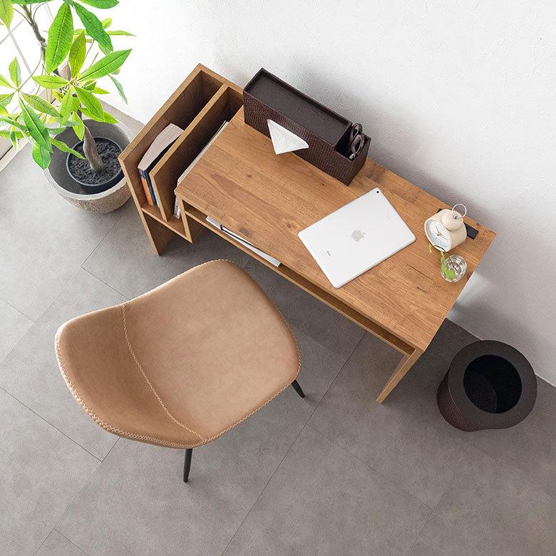 デスク 木製 W約90cm コンセント付き ブラウン パソコンデスク 机 PC スリム ウッド 収納 おしゃれ シンプル ナチュラル 在宅勤務 リモートワーク 91509 | ブランド登録なし | 08