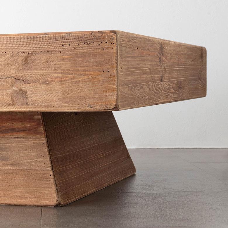 ローテーブル 大型 古材 センターテーブル テーブル 天然木 木製 W約100cm 正方形 床座 シンプル 北欧 91510 | ブランド登録なし | 13