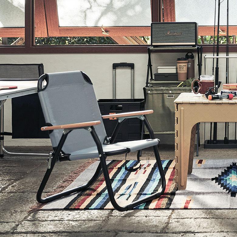 折り畳み式 ロータイプ 1人掛け ブラウン グレー いす アウトドア用品 ロースタイル キャンプ おしゃれ ポータブル 91511 | ブランド登録なし | 21