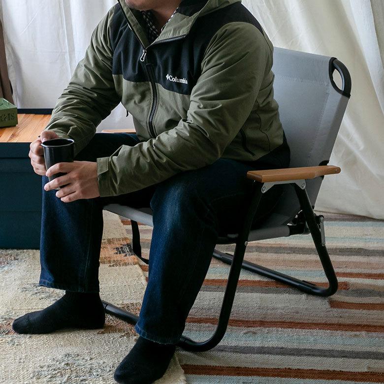 折り畳み式 ロータイプ 1人掛け ブラウン グレー いす アウトドア用品 ロースタイル キャンプ おしゃれ ポータブル 91511 | ブランド登録なし | 06