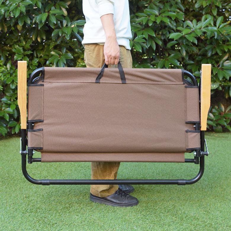 折り畳み式 ロータイプ 2人掛け ブラウン グレー いす アウトドア用品 ロースタイル キャンプ おしゃれ ポータブル 91512 | ブランド登録なし | 07