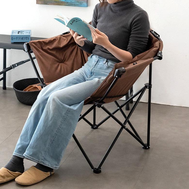 折り畳み式 ワンタッチ 1人掛け ブラウン ブラック いす 袋付き アウトドア用品 コンパクト キャンプ おしゃれ ポータブル 91513 | ブランド登録なし | 06