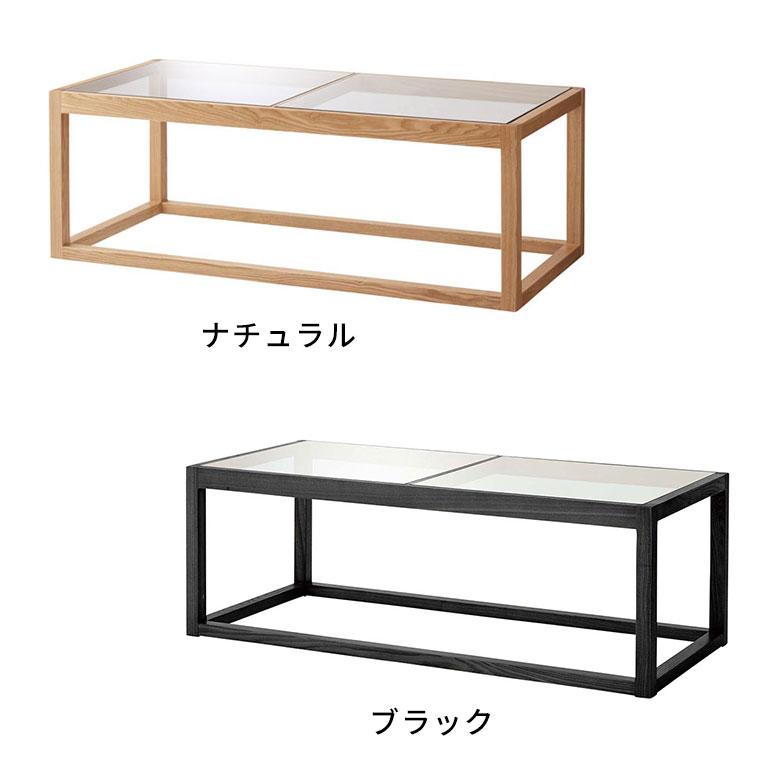 センター テーブル 木製 ガラス 長方形 W 110 × D 50 cm ロー コーヒー 強化 天然木 ウッドフレーム おしゃれ シンプル ブラック ナチュラル 91519 | 東谷 | 14