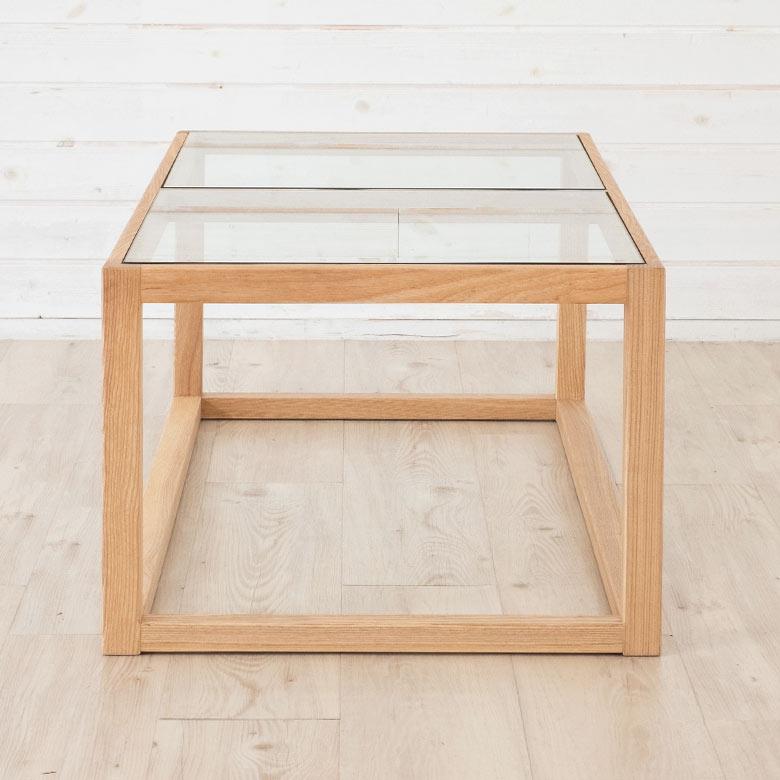 センター テーブル 木製 ガラス 長方形 W 110 × D 50 cm ロー コーヒー 強化 天然木 ウッドフレーム おしゃれ シンプル ブラック ナチュラル 91519 | 東谷 | 15