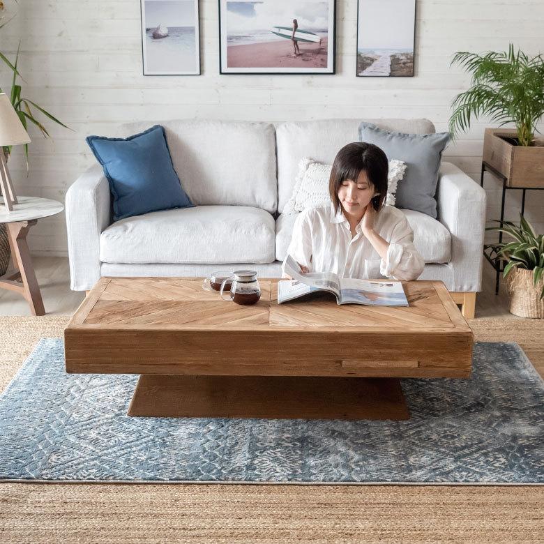 センターテーブル テーブル 長方形 床座 大型 古材 幾何学 おしゃれ ナチュラル ヴィンテージ ロースタイル シンプル 北欧 91520 | ブランド登録なし | 08