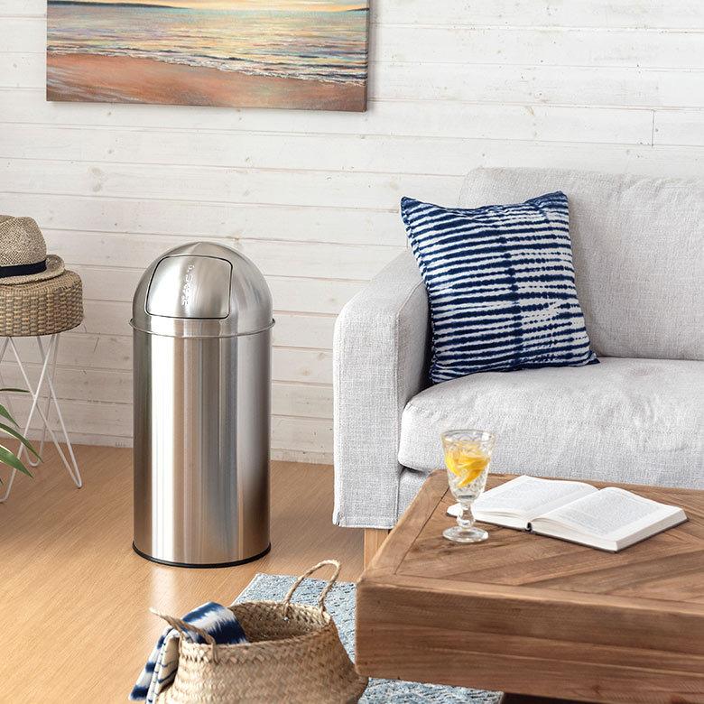 ゴミ箱 ダストボックス トラッシュカン 30L ステンレス  筒形 蓋 ごみ箱 インナー 付き シリンダー 型 おしゃれ  かっこいい 玄関 キッチン 西海岸 91522 | 東谷 | 02