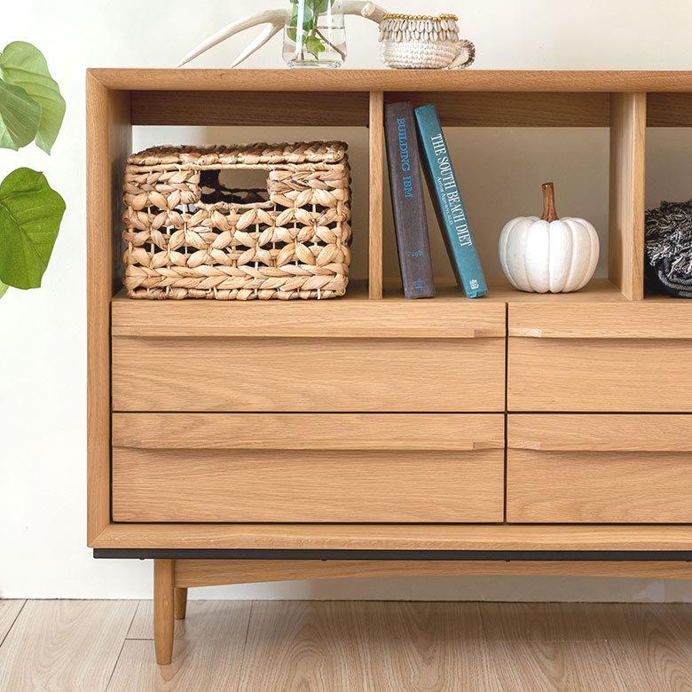 チェスト 木製 引き出し 4杯 ロー オープンラック キャビネット 本棚 収納 家具 棚 シェルフ おしゃれ シンプル ナチュラル 北欧 脚付き ディスプレイ 91523 | ブランド登録なし | 10