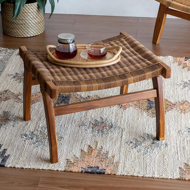 チェア 1人掛け 1P アーム 肘掛 オットマン 付き いす 椅子 イス 天然木 チーク 耐水 汚れに強い 北欧 リゾート おしゃれ ナチュラル 家具 西海岸 91530 | 東谷 | 10