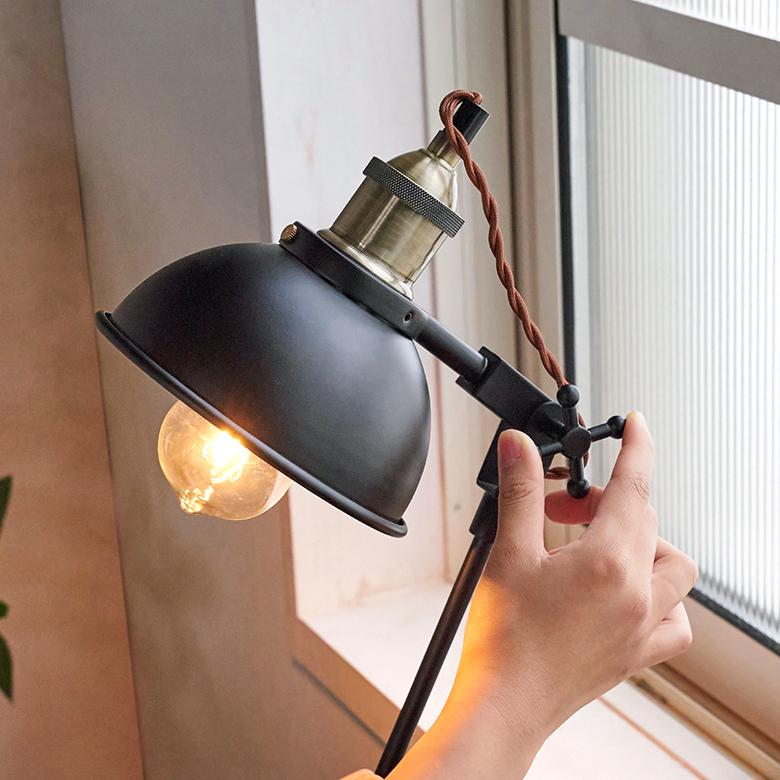 デスク ライト スタンド 電球付き  ブラック 高さ 角度 調整 デスク スタンド 照明 おしゃれ ヴィンテージ リモート テレ ワーク リビング学習 在宅勤務 91531 | 東谷 | 03