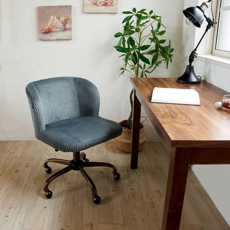 デスク チェア 回転 椅子 高さ調整 昇降機能 キャスター 肘掛 付き 事務 スチール コーデュロイ おしゃれ ヴィンテージ リモート テレ ワーク 在宅勤務 91536 | 東谷 | 04