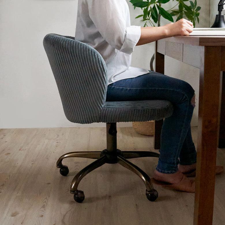 デスク チェア 回転 椅子 高さ調整 昇降機能 キャスター 肘掛 付き 事務 スチール コーデュロイ おしゃれ ヴィンテージ リモート テレ ワーク 在宅勤務 91536 | 東谷 | 07