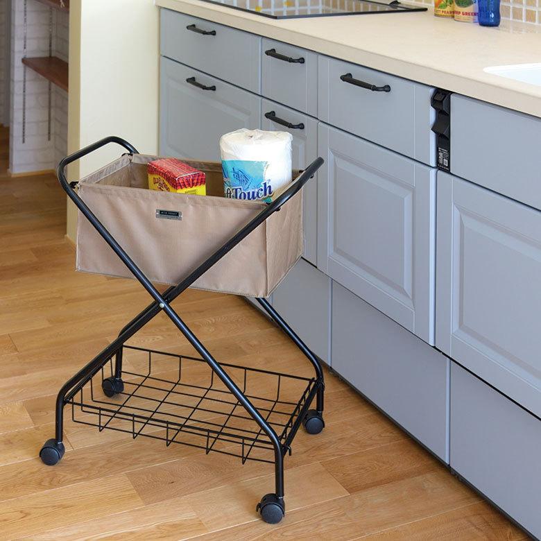 ワゴン バスケット 折り畳み カゴ 収納 おもちゃ 箱 入れ キッチン ランドリー コンパクト トローリー 取り外し可 ワイヤー キャスター付 おしゃれ 西海岸 91537 | ブランド登録なし | 06