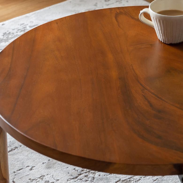 サイド テーブル 机 木製 スチール ラウンド ネスト 丸 円卓 天然木 ソファ ナイト 家具 カフェ リビング 寝室 おしゃれ シンプル ナチュラル 北欧 西海岸 91540 | 東谷 | 01