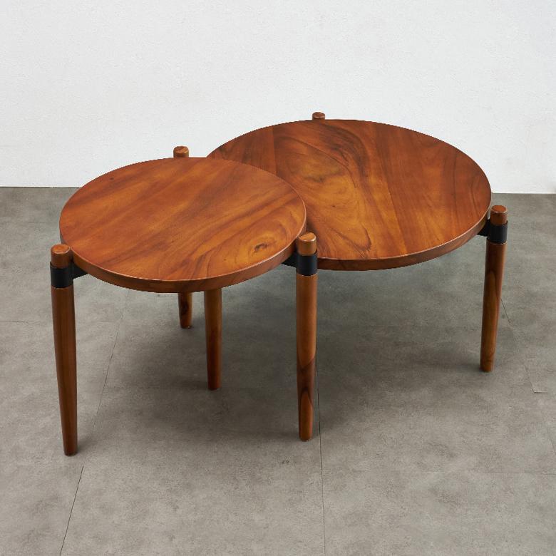 サイド テーブル 机 木製 スチール ラウンド ネスト 丸 円卓 天然木 ソファ ナイト 家具 カフェ リビング 寝室 おしゃれ シンプル ナチュラル 北欧 西海岸 91540 | 東谷 | 18