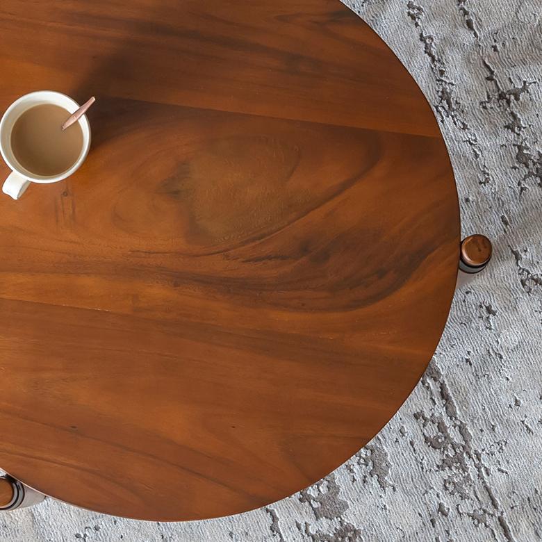 サイド テーブル 机 木製 スチール ラウンド ネスト 丸 円卓 天然木 ソファ ナイト 家具 カフェ リビング 寝室 おしゃれ シンプル ナチュラル 北欧 西海岸 91540 | 東谷 | 03