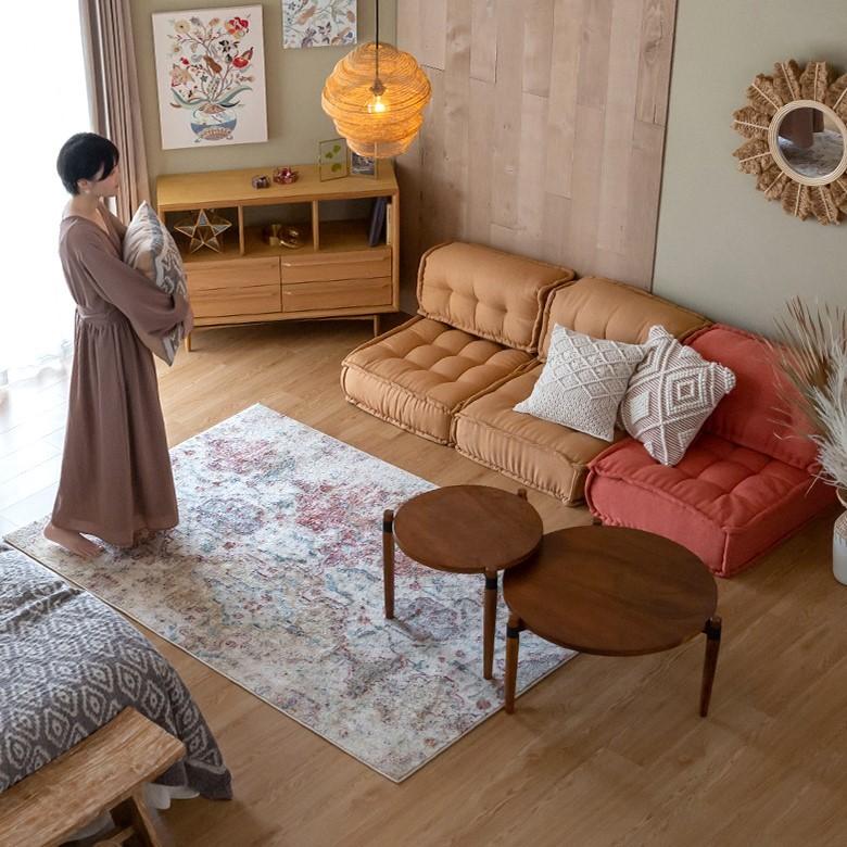 サイド テーブル 机 木製 スチール ラウンド ネスト 丸 円卓 天然木 ソファ ナイト 家具 カフェ リビング 寝室 おしゃれ シンプル ナチュラル 北欧 西海岸 91540 | 東谷 | 05