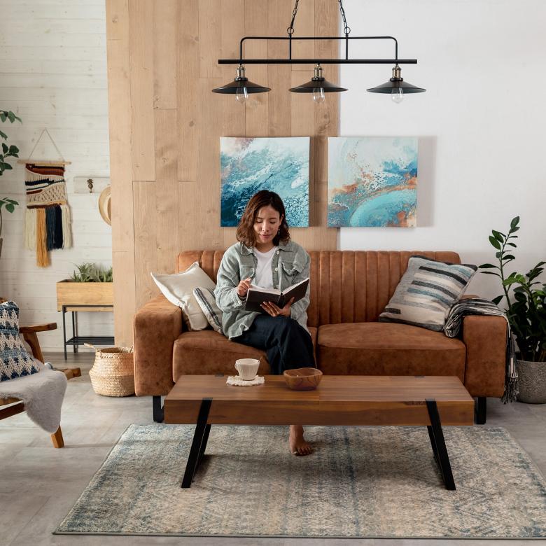 東谷 センター テーブル 木製 スチール 長方形 ロー 天然木