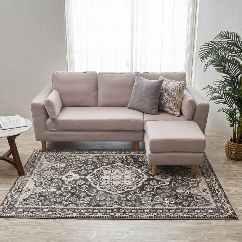 トルエ ソファ 家具 セット カウチ オットマン カバー 2.5人掛 おしゃれ シンプル ナチュラル 北欧 インテリア 組み立て カフェ リビング 脚付き 西海岸 91543 | 東谷 | 03