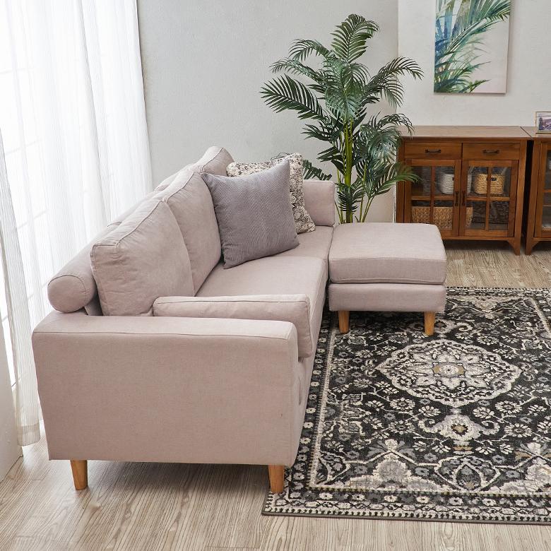 トルエ ソファ 家具 セット カウチ オットマン カバー 2.5人掛 おしゃれ シンプル ナチュラル 北欧 インテリア 組み立て カフェ リビング 脚付き 西海岸 91543 | 東谷 | 09