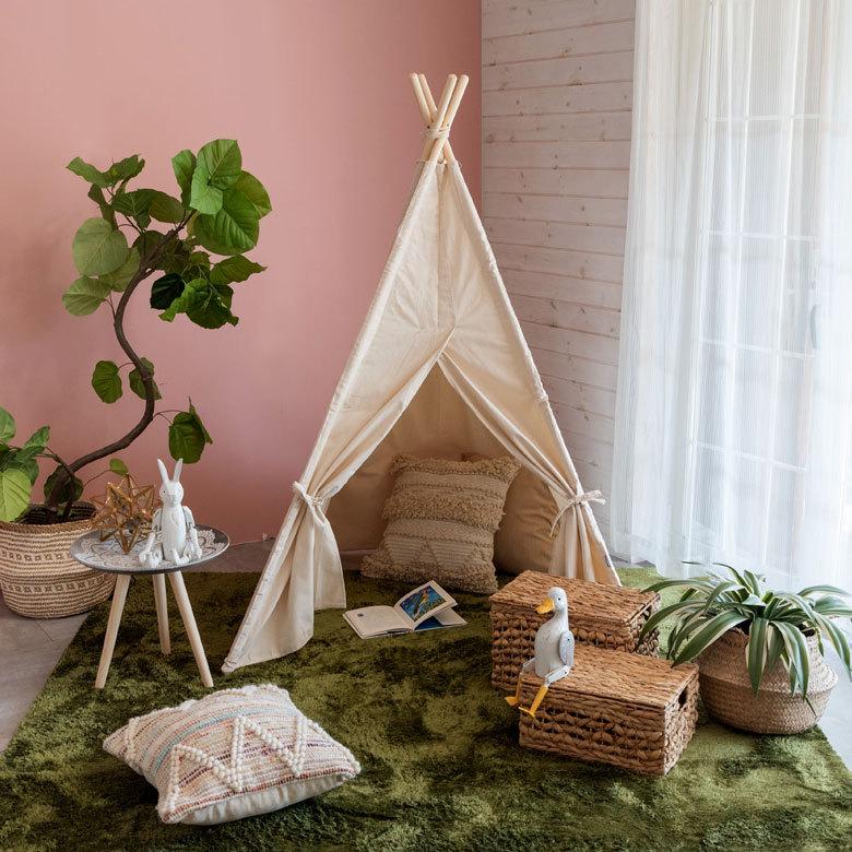 ティピー テント 専用バッグ 付き 子供 キッズ 幅120cm 高さ150cm 室内用 簡単 かわいい シンプル おしゃれ インテリア コンパクト 収納 西海岸 91545 | ブランド登録なし | 01