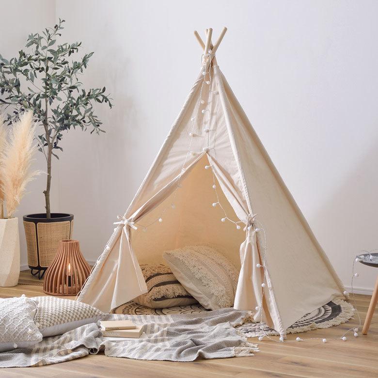ティピー テント 専用バッグ 付き 子供 キッズ 幅120cm 高さ150cm 室内用 簡単 かわいい シンプル おしゃれ インテリア コンパクト 収納 西海岸 91545 | ブランド登録なし | 04